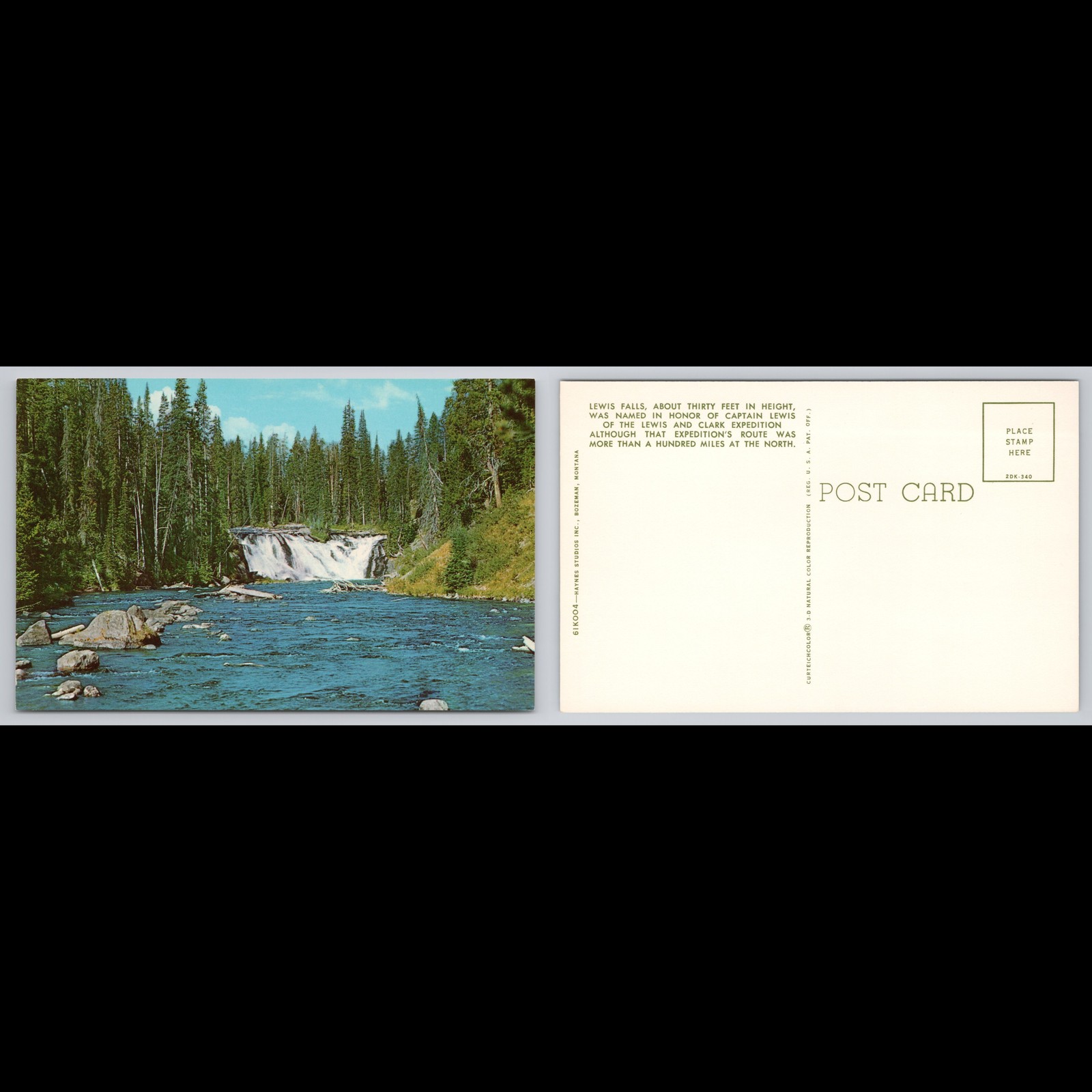 Vintage Postcard Lewis Falls Montana Unposted Scenic View Historic Rivers