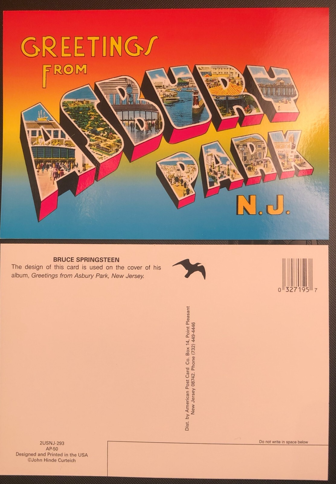 Postcard “Greetings from Asbury Park” NJ made famous by Bruce Springsteen