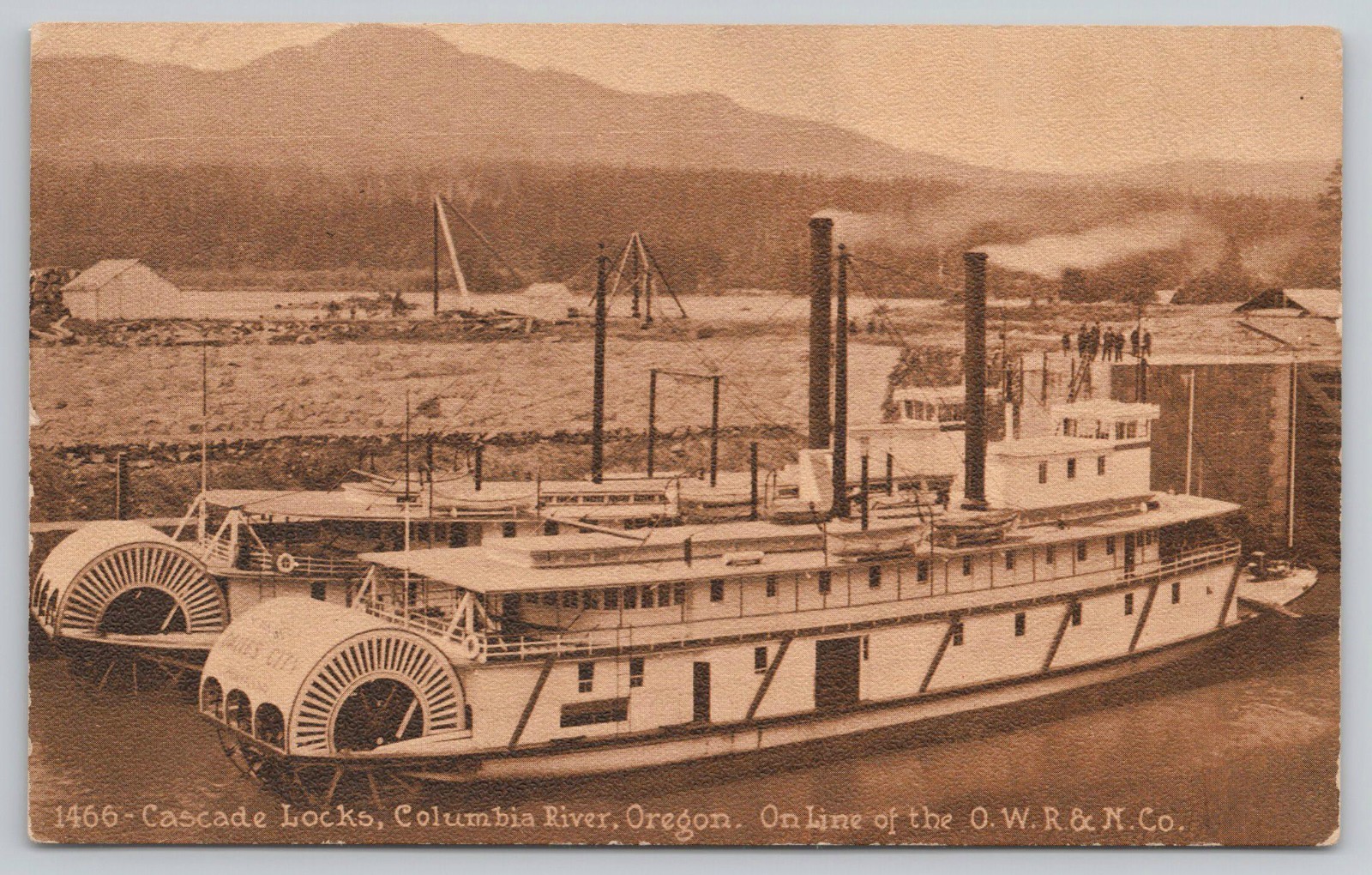 1910 O.W.R. & N. Co Steamers Dalles Cascade Locks Columbia River Oregon Postcard