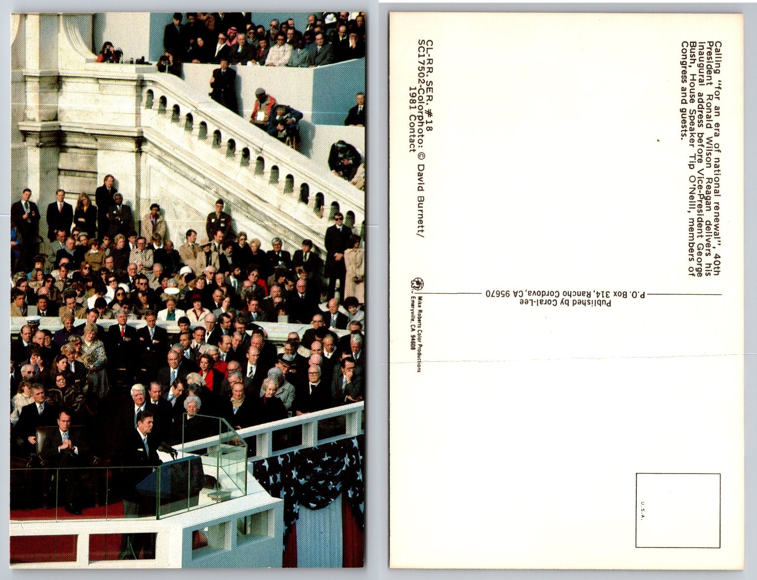Ronald Reagan 1981 Presidential Inaugural Address Postcard David Burnett Photo