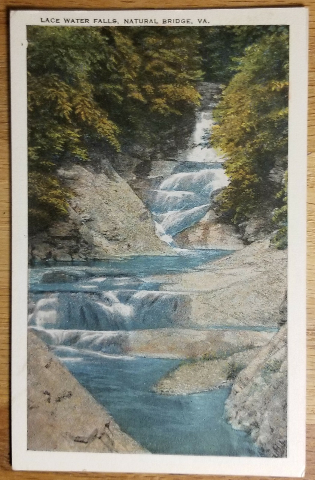 Lake Water Falls Natural Bridge Virginia VA Postcard PC 1920s Unused Tichnor
