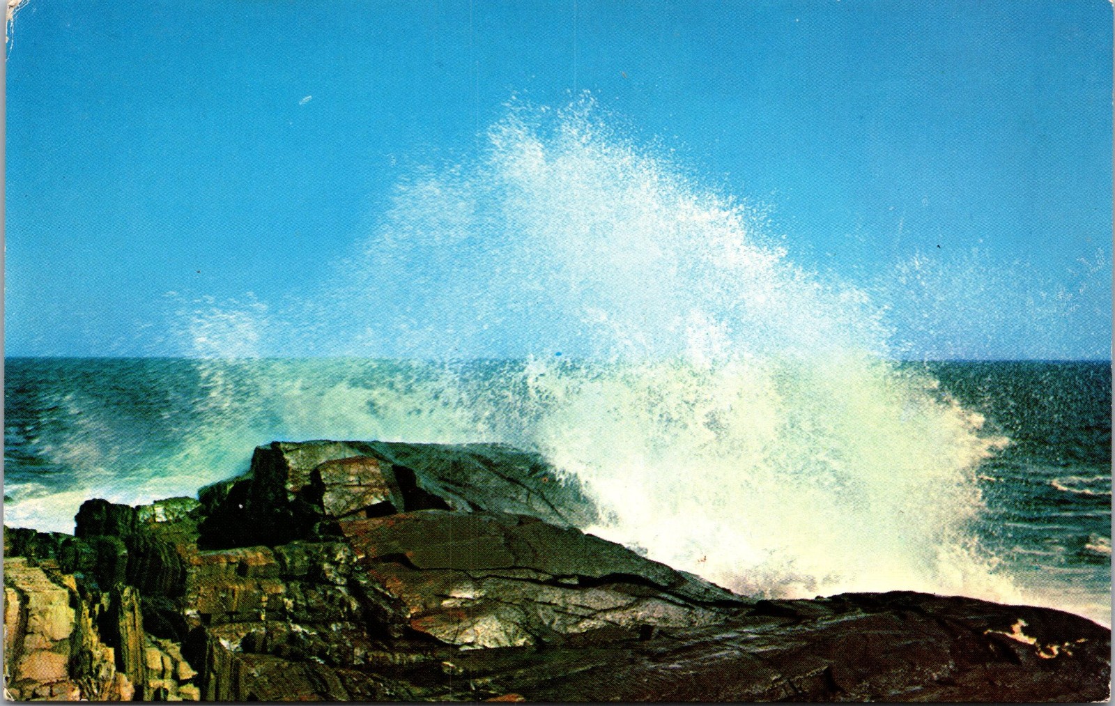 Tichnor Bros Wave Crashing Rocks Seascape Postcard Unposted Made in USA K-13466