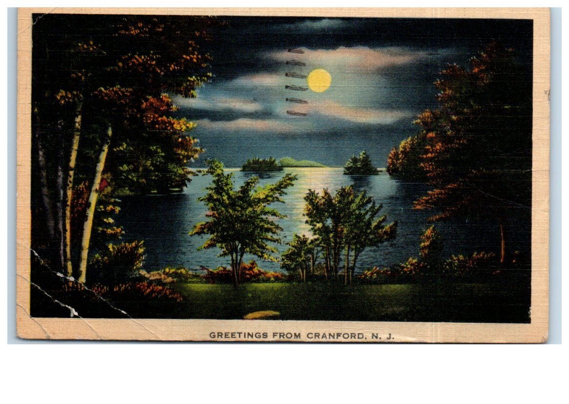 Tichnor Bros Postcard Greetings from Cranford N J Linen 63481 Postmarked