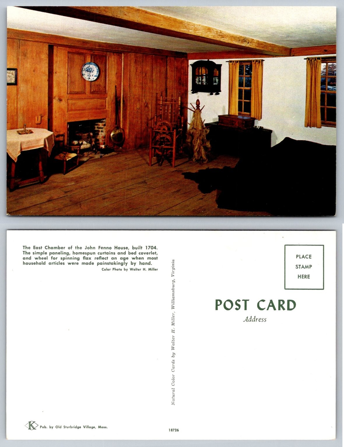 John Fenno House East Chamber Old Sturbridge Village MA Postcard 1950s