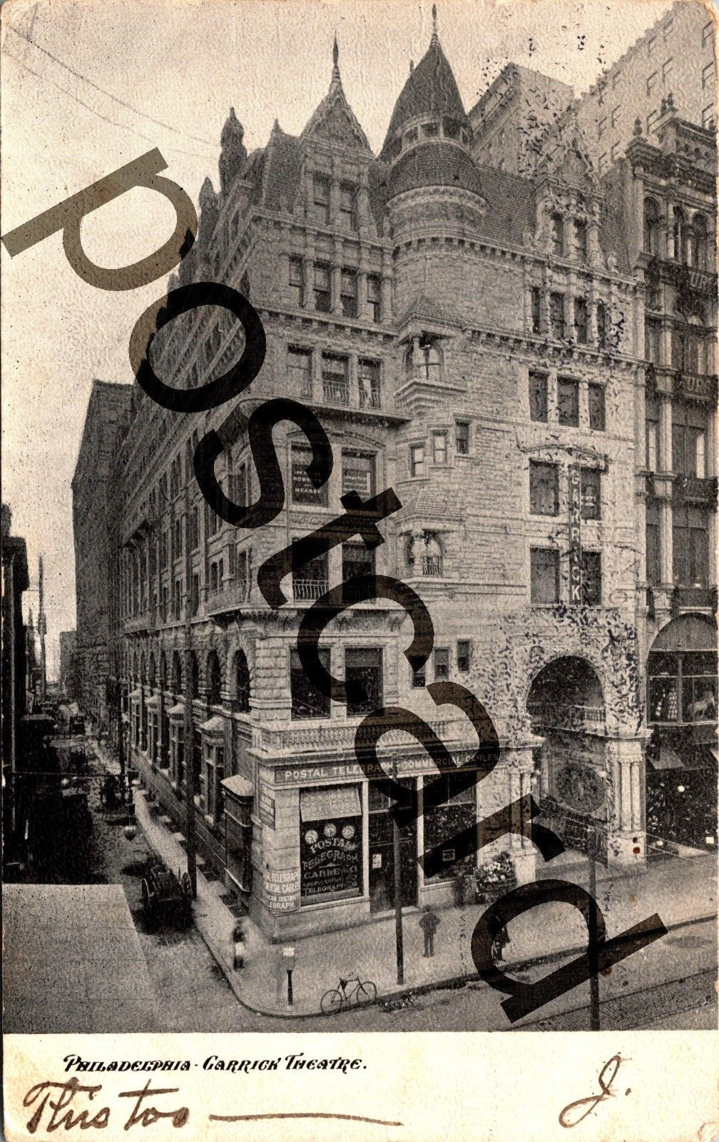 1906 PHILADELPIA PA, Garrick Theatre, The World Post Card Co postcard jj181