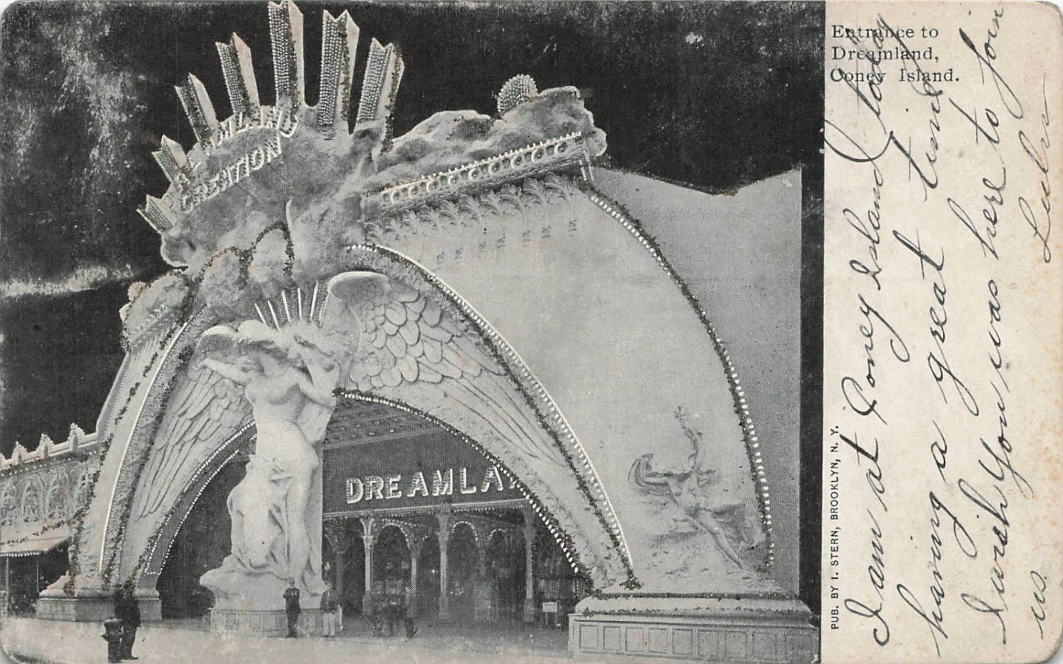 Coney Island Dreamland Creation Entrance Postcard Brooklyn New York 1905