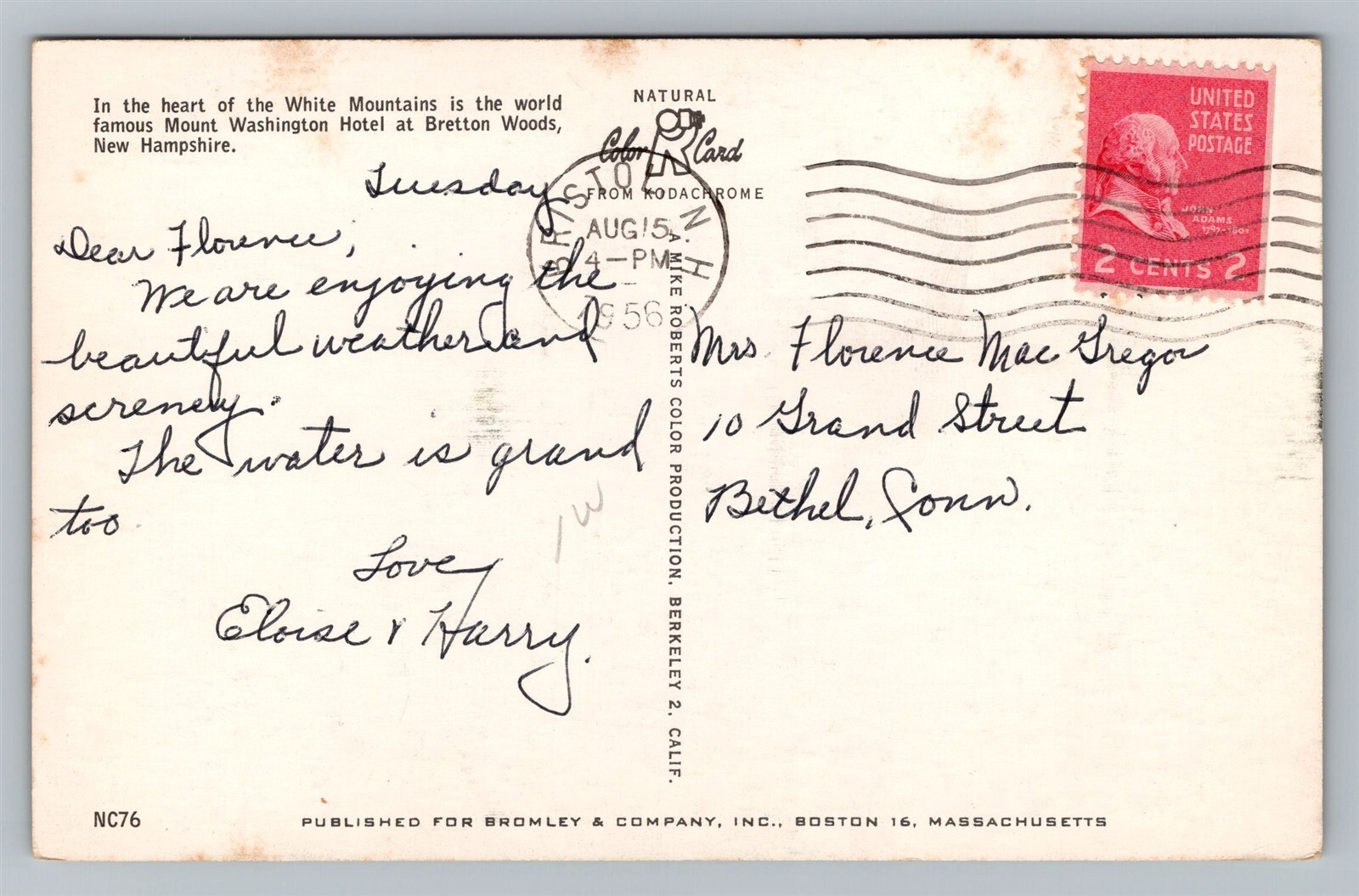 Bretton Woods NH Mount Washington Hotel White Mountains Vintage Postcard 1950s