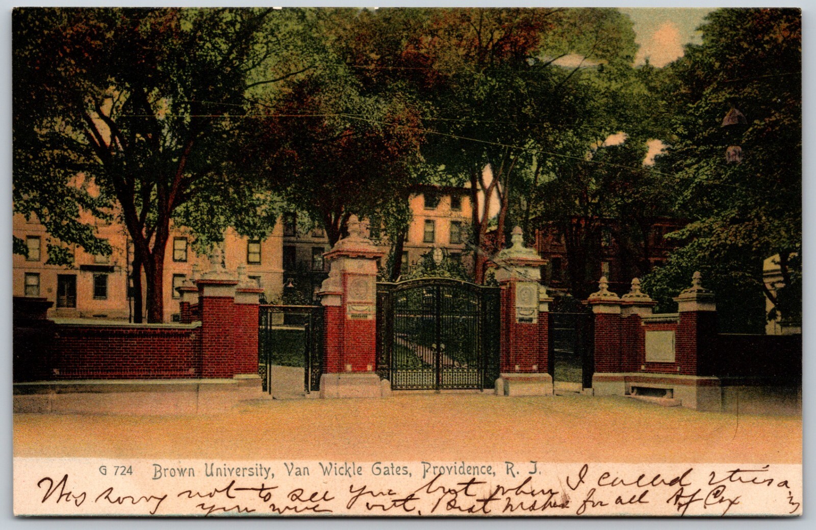 1906 Van Wickle Gates Brown University Providence RI ANTIQUE Postcard 8023