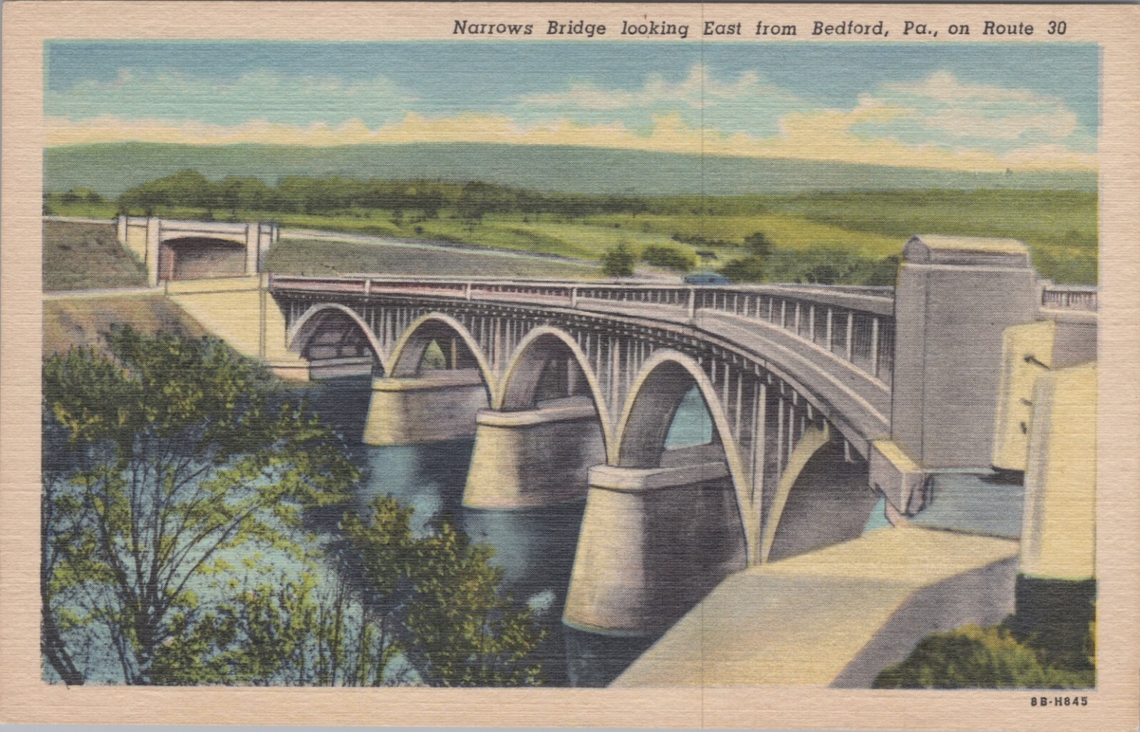 c1930s Postcard Bedford, PA Narrows Bridge B3942.4 MR ALE