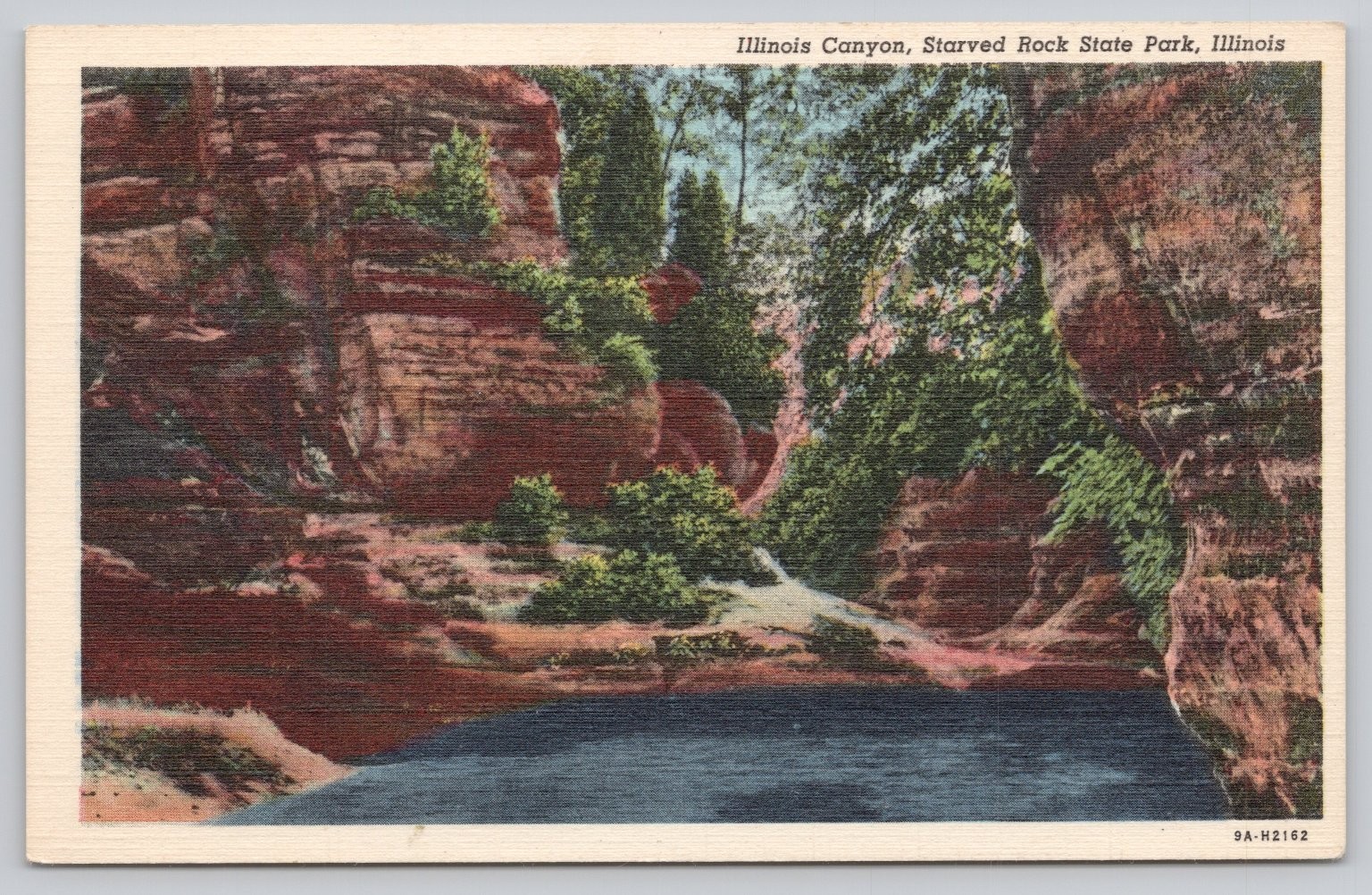 Illinois Canyon Starved Rock State Park IL Linen Postcard Curteich Vintage