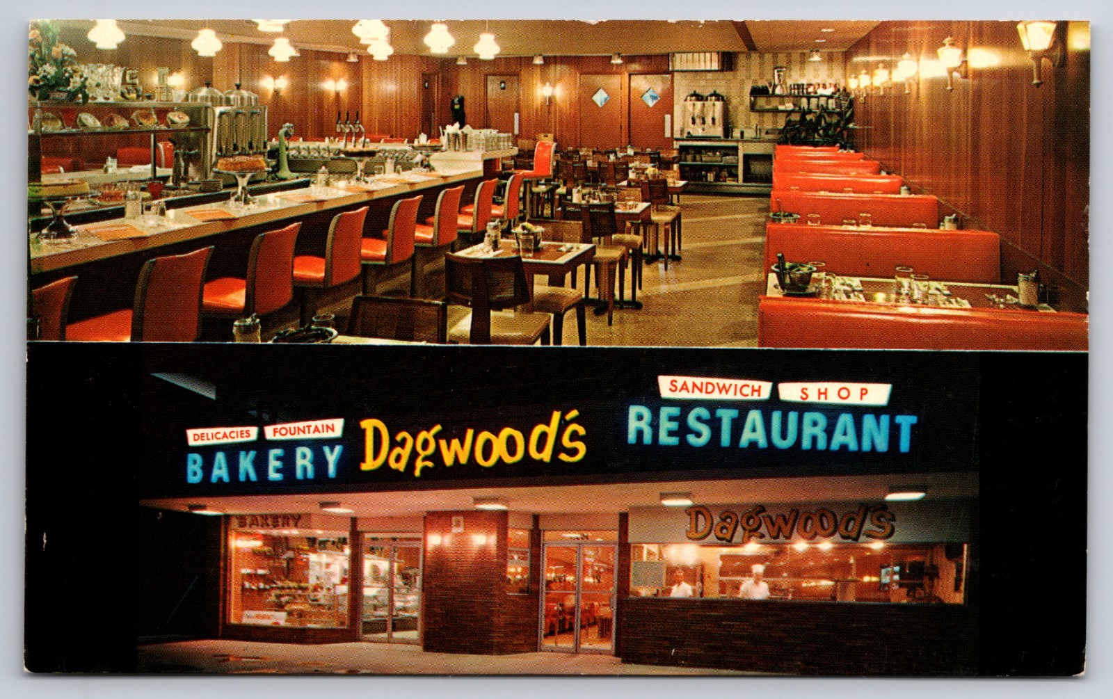 Dagwood’s Restaurant Bakery Miami Beach Florida FL Chrome c1950 Postcard