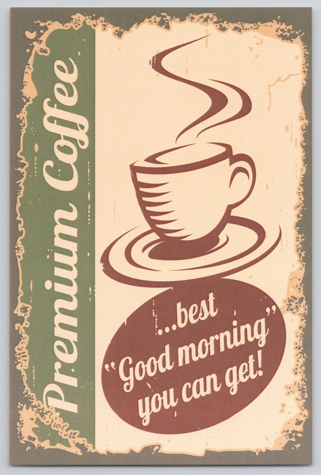 Premium Coffee Retro Good Morning Art 4×6 NEW Image Card Blank Back