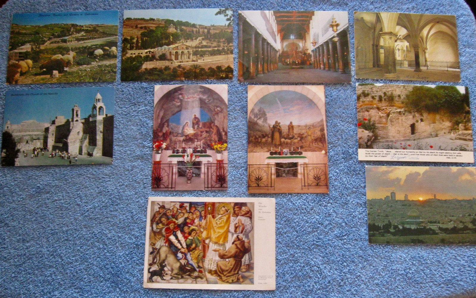 Lot of 10 HOLY LAND POSTCARDS 7 Unused includes 3 Stamped – Mailed 1979