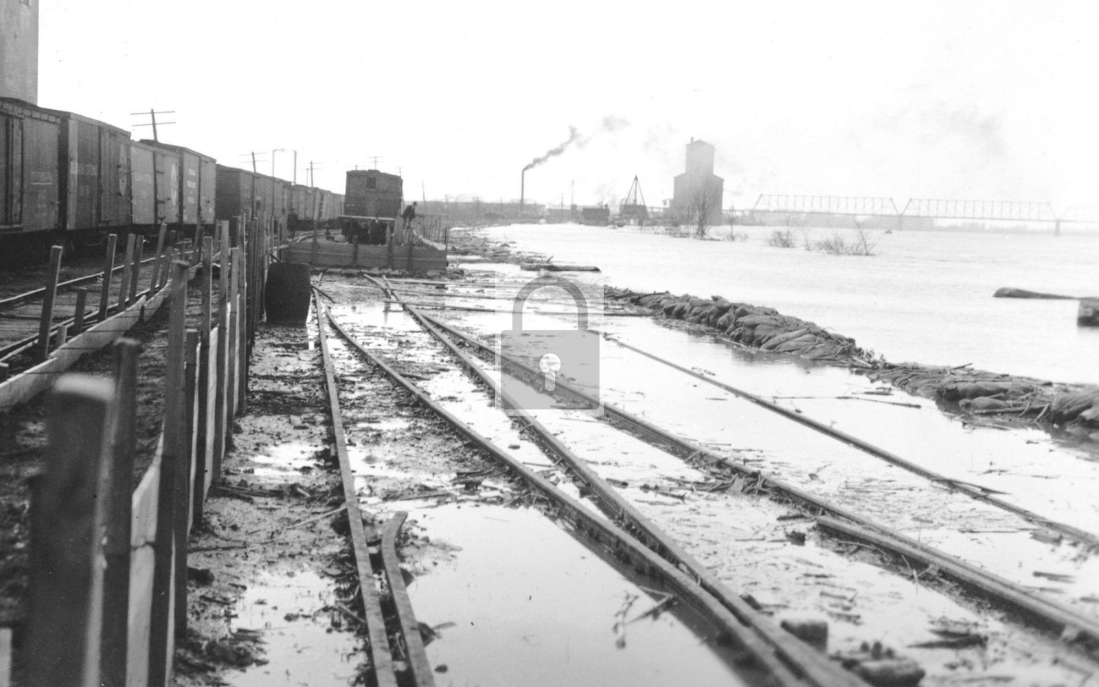 1913 Railroad Tracks Flood Damage Cairo Illinois IL – Reprint